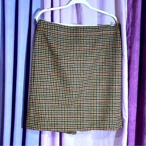 J Crew Wool Herringbone Brown Pencil Skirt